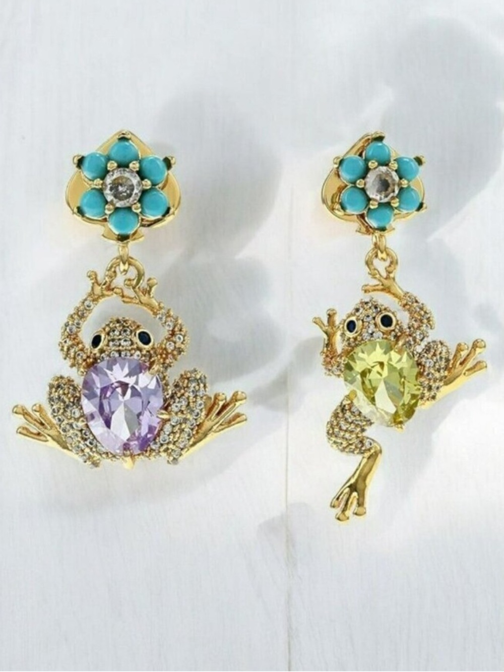 Kate Spade NY Nature Walk Frog pendant and drop earring set blue green gift new - Picture 7 of 10
